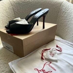 New Authentic Christian Louboutin Black Dolly 85 Heels size 36.5